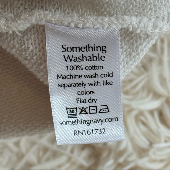 Something Navy Sophia Lace-up Hoodie Beige bell sleeve cotton oversized SZ S - Picture 9 of 9